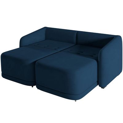 Sofá Cama para Sala de Estar 2 Lugares 216cm Montserrat K01 Veludo Azul Marinho - Lyam Decor
