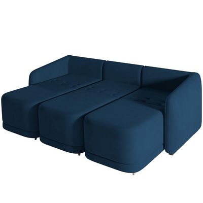 Sofá Cama para Sala de Estar 3 Lugares 306cm Montserrat K01 Veludo Azul Marinho -  Lyam Decor