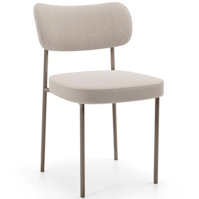 Cadeira Decorativa Sala De Jantar Melina Base Arena L02 Bouclê Creme - Lyam Decor