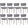 Kit 08 Cadeiras Estofadas Para Sala De Jantar Melina Base Arena L02 Suede Cinza - Lyam Decor