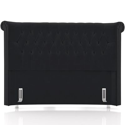 Cabeceira Cama Box Casal 140cm Estofada Meora P05 Veludo Preto - Lyam Decor