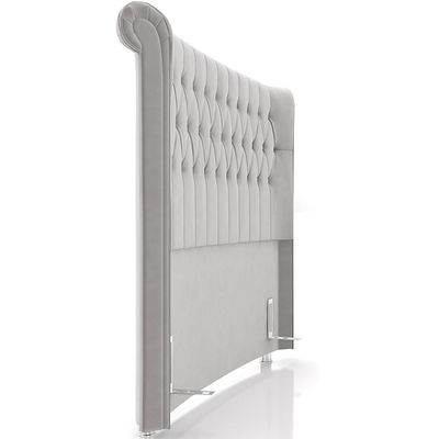 Cabeceira Cama Box Casal 140cm Estofada Meora P05 Veludo Cinza - Lyam Decor