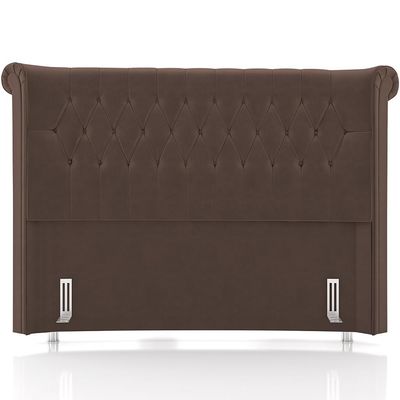 Cabeceira Cama Box Queen 160cm Estofada Meora P05 Veludo Marrom - Lyam Decor