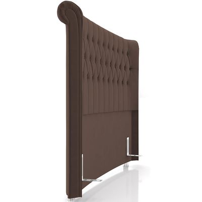 Cabeceira Cama Box Queen 160cm Estofada Meora P05 Veludo Marrom - Lyam Decor