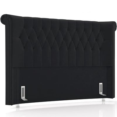 Cabeceira Cama Box Queen 160cm Estofada Meora P05 Veludo Preto - Lyam Decor