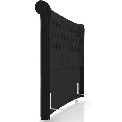 Cabeceira Cama Box Queen 160cm Estofada Meora P05 Veludo Preto - Lyam Decor