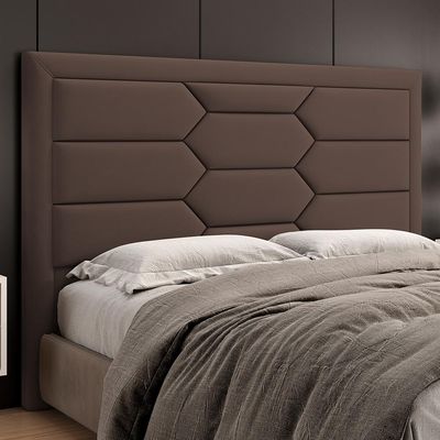 Cabeceira Cama Box Casal 140cm Estofada Nora P05 Veludo Marrom - Lyam Decor