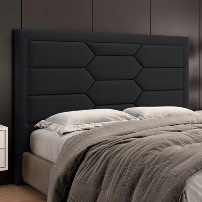 Cabeceira Cama Box Casal 140cm Estofada Nora P05 Veludo Preto - Lyam Decor