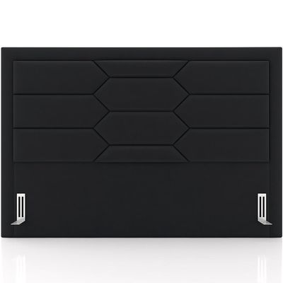 Cabeceira Cama Box Casal 140cm Estofada Nora P05 Veludo Preto - Lyam Decor