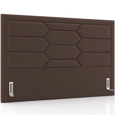 Cabeceira Cama Box King 195cm Estofada Nora P05 Veludo Marrom - Lyam Decor