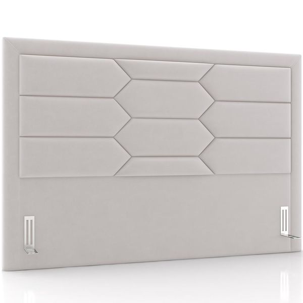 Cabeceira Cama Box King 195cm Estofada Nora P05 Veludo Cinza - Lyam Decor