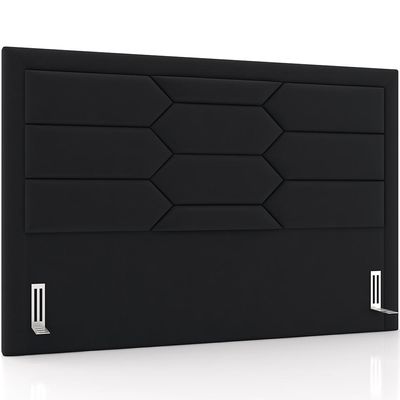 Cabeceira Cama Box King 195cm Estofada Nora P05 Veludo Preto - Lyam Decor