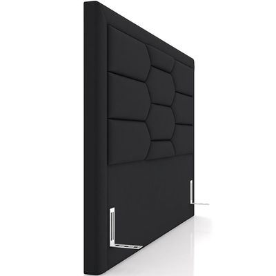 Cabeceira Cama Box King 195cm Estofada Nora P05 Veludo Preto - Lyam Decor