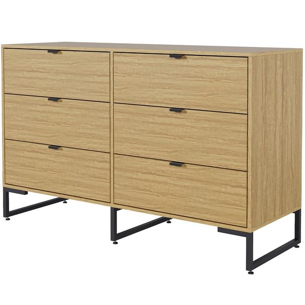 Cômoda com 6 Gavetas Industrial Preto Para Quarto Closet Azusa F01 Mel - Lyam Decor