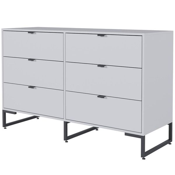 Cômoda com 6 Gavetas Industrial Preto Para Quarto Closet Azusa F01 Branco - Lyam Decor