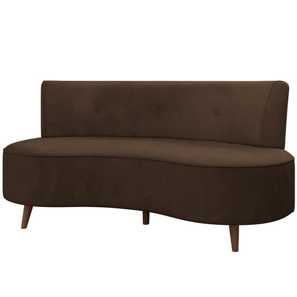 Sofá Chaise Living 2 Lugares 160cm para Sala Istambul K01 Veludo Marrom - Lyam Decor