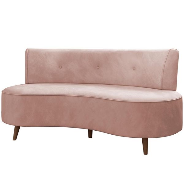 Sofá Chaise Living 2 Lugares 160cm para Sala Istambul K01 Veludo Rosê - Lyam Decor