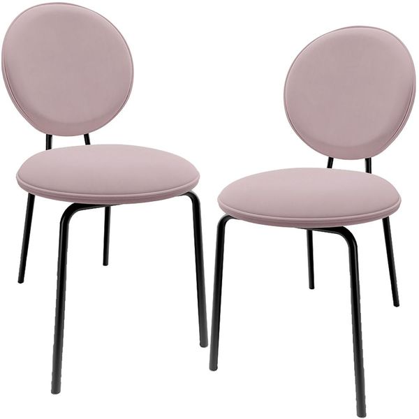 Kit 02 Cadeiras Para Sala de Jantar Cozinha Évora L02 Suede Rosê - Lyam