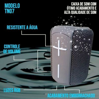 Caixa de Som Portátil 6W Bluetooth 5.0 à Prova d'água IPX6