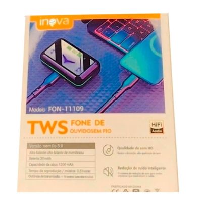 Fone Estéreo TWS Bluetooth 5.0  HIFI 30mAH FON11109