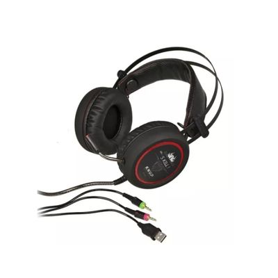 Fone De Ouvido Gamer Knup Kp-401 Preto Vermelho Com Luz Led