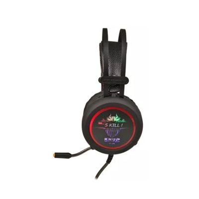Fone De Ouvido Gamer Knup Kp-401 Preto Vermelho Com Luz Led