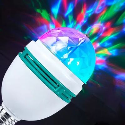 Lampada Giratória Rgb P/ Festas Bivolt + Adaptador Bivolt