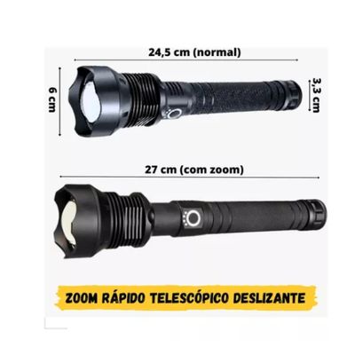 Lanterna Tática Led P90 Ultra Potente Usb Zoom Telesc LT8509