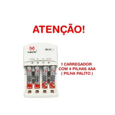 Carregador  Pilhas AA/AAA/9V Mox MO-CP52 Bivolt Auto Stop