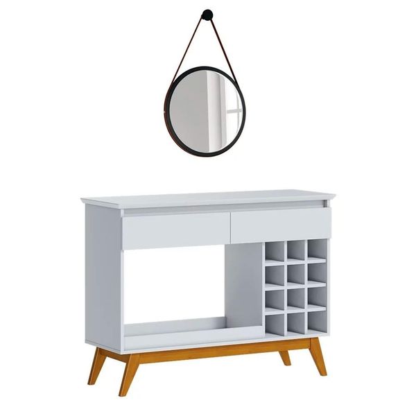 Aparador Classic Com Espelho Decorativo Adnet 67cm HI01 Branco Acetinado - Mpozenato