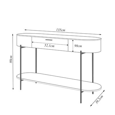 Aparador Decorativo Amanda 1 Gaveta e 1 Prateleira Pés Metálicos Dourados Fendi/Quartzo G18 - Gran Belo
