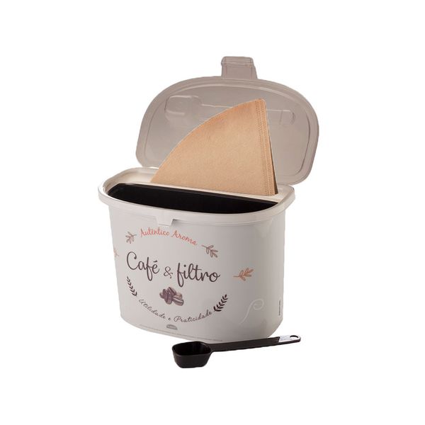 Pote Cafe e Colher Porta Filtro Tampa Plastico 1,5L