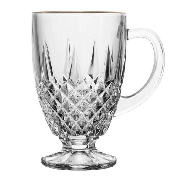 Xícara Caneca Café Diamante Cristal Fio Dourado 150ml - Lyor