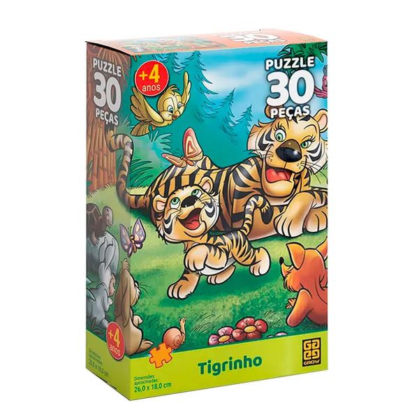 Quebra Cabeça - 30 peças - Tigrinho - Grow GROW03563 Quebra Cabeça - 30 peças - Tigrinho - Grow GROW03563