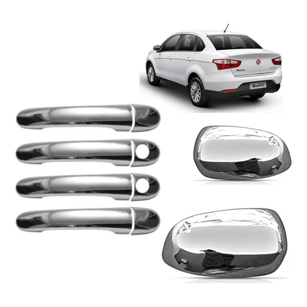 Aplique Capa Cromada Retrovisor Maçanetas Grand Siena 2013 Aplique Capa Cromada Retrovisor Maçanetas Grand Siena 2013