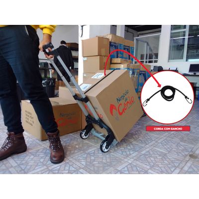 Carrinho de Carga em Alumínio Puxador Ergonômico Rodas Emborrachadas Compacto Suporta 60 KG
