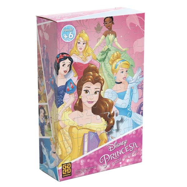 Quebra Cabeça - 100 peças - Disney - Princesas - Grow GROW03586 Quebra Cabeça - 100 peças - Disney - Princesas - Grow GROW03586