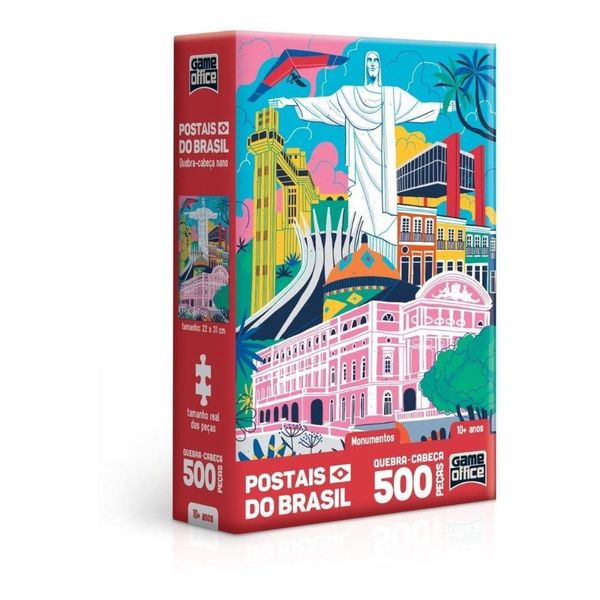 Quebra Cabeça - 500 Peças Nano - Postais do Brasil - Monumentos - Toyster TOYS2687