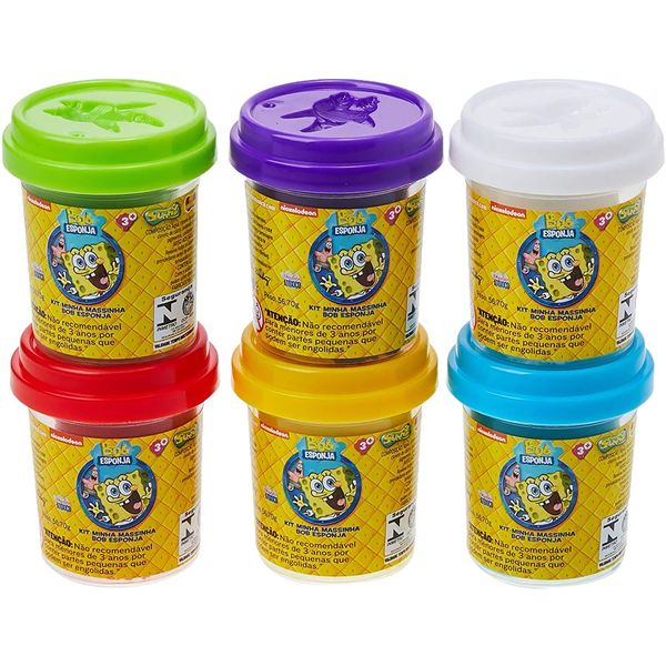 Massinha - 6 potes - Bob Esponja - Sunny SUN477 Massinha - 6 potes - Bob Esponja - Sunny SUN477