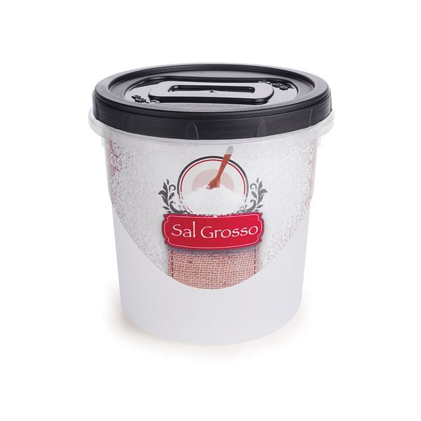 Porta Mantimentos Pote Sal Grosso Tampa Rosca Preto 1,8L