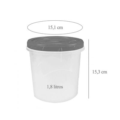 Porta Mantimentos Pote Sal Grosso Tampa Rosca Preto 1,8L