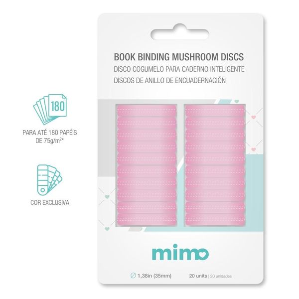 Disco Cogumelo para Caderno Inteligente Rosa Chiclete Mimo - 35 mm - 20 Unids