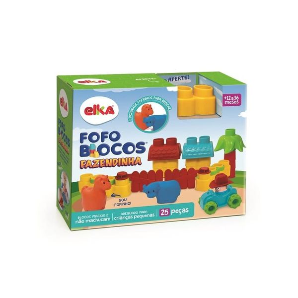 Blocos de Montar - 25 Peças - Fofo Blocos - Fazendinha - Elka ELKA1093 Blocos de Montar - 25 Peças - Fofo Blocos - Fazendinha - Elka ELKA1093
