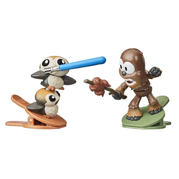 Mini Figuras Clipáveis - Star Wars Battle Bobblers - Porgs x Chewbacca - Hasbro Star Wars