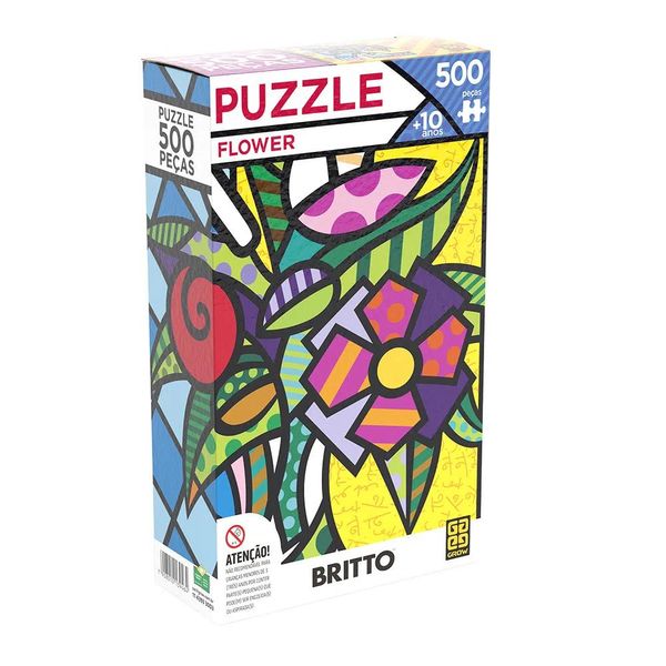 Quebra-Cabeça - 500 Peças - Romero Brito - Flower - Grow GROW03946 Quebra-Cabeça - 500 Peças - Romero Brito - Flower - Grow GROW03946