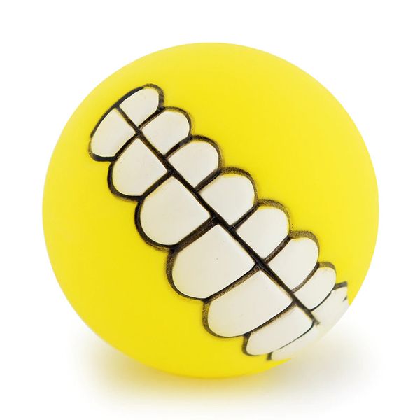 Brinquedo Pet Bola Sorriso com Apito - Amarelo Tudo em Caixa