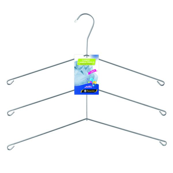 Cabide para Camisa Triplo Camiseiro Cromado Organização Roupa Armário Cabide para Camisa Triplo Camiseiro Cromado Organização Roupa Armário