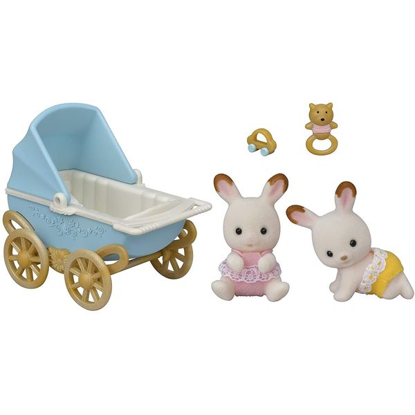 Sylvanian Families - Bebês Coelho Chocolate e Carrinho - Epoch EPO5432 Sylvanian Families - Bebês Coelho Chocolate e Carrinho - Epoch EPO5432