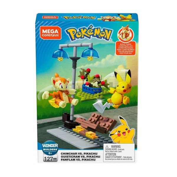 Blocos de Montar Mega Construx Pokémon Schiggy vs Glumanda - CHIMCHAR VS PIKACHU Mattel
