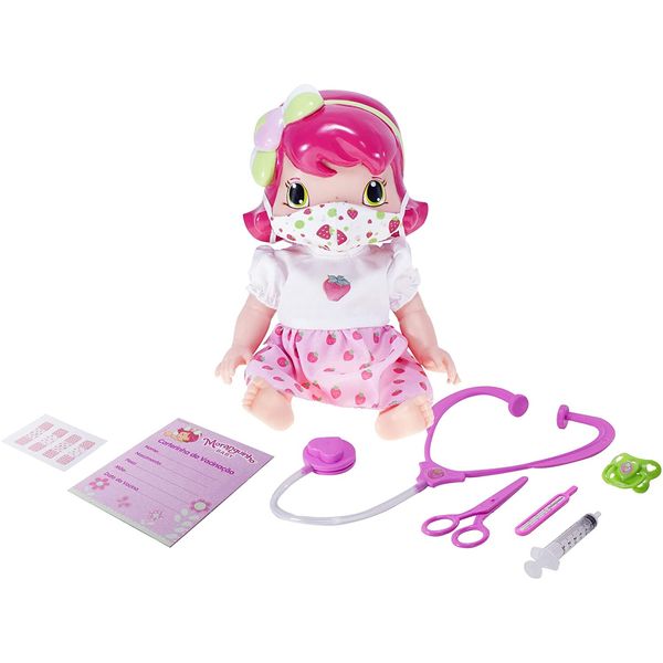 Boneca e Acessórios - Baby Moranguinho Dodói com Máscara - Mimo MIM4002 Boneca e Acessórios - Baby Moranguinho Dodói com Máscara - Mimo MIM4002